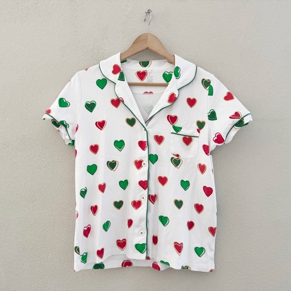 Roller Rabbit Big Holiday Hearts Pajama Short Set Large Green Red Pima Cotton - Picture 5 of 8